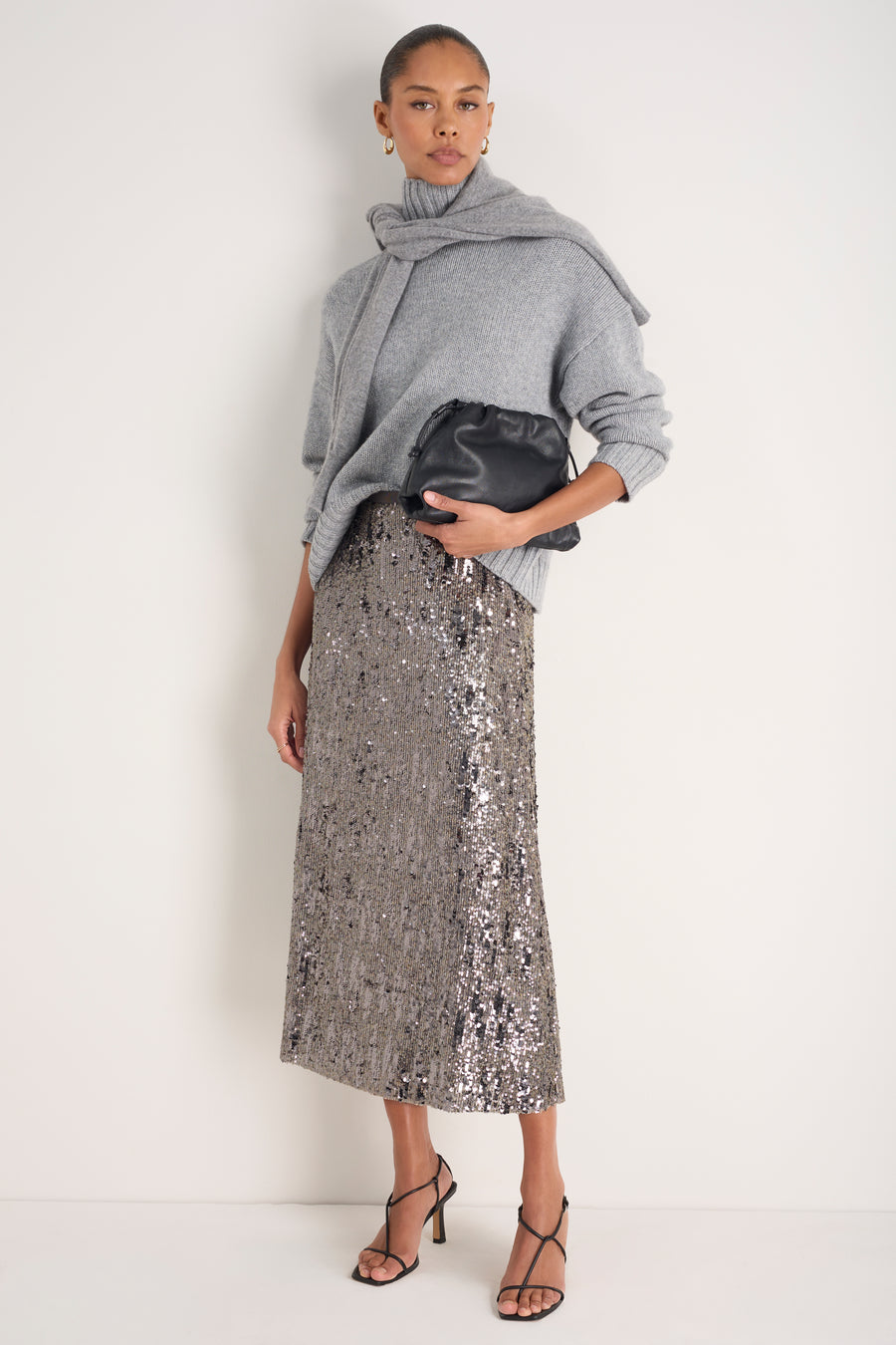 Suzy Sequin Skirt - Pewter