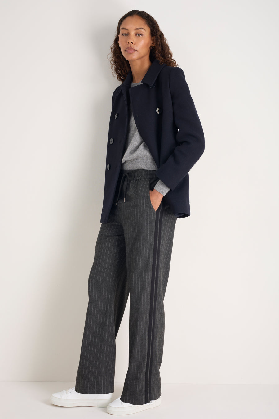 Suzy Side Stripe Trouser - Grey/Black