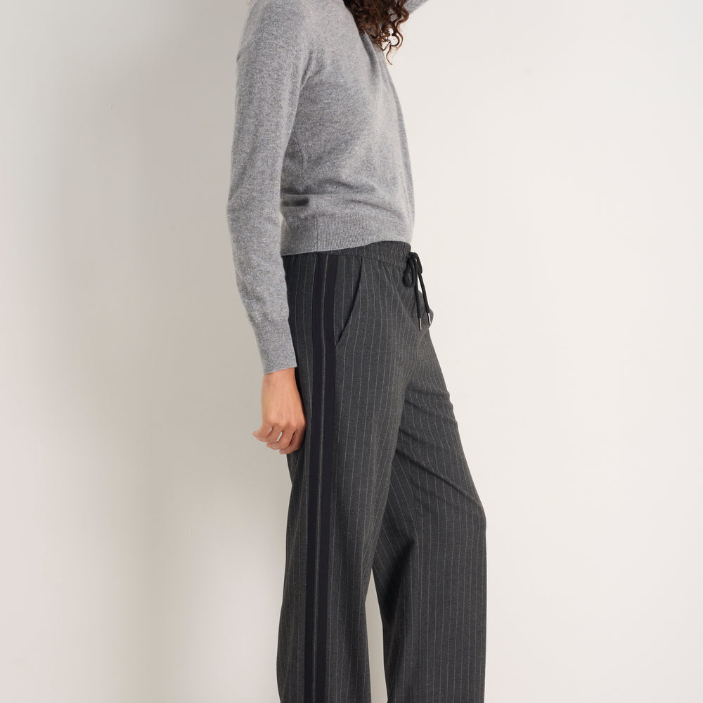 Suzy Side Stripe Trouser - Grey/Black