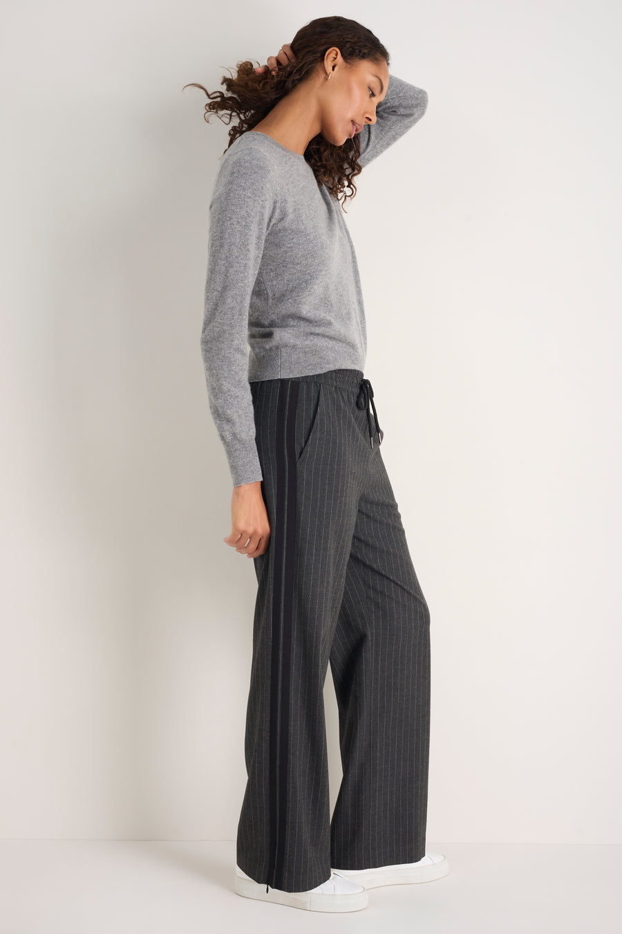 Suzy Side Stripe Trouser - Grey/Black