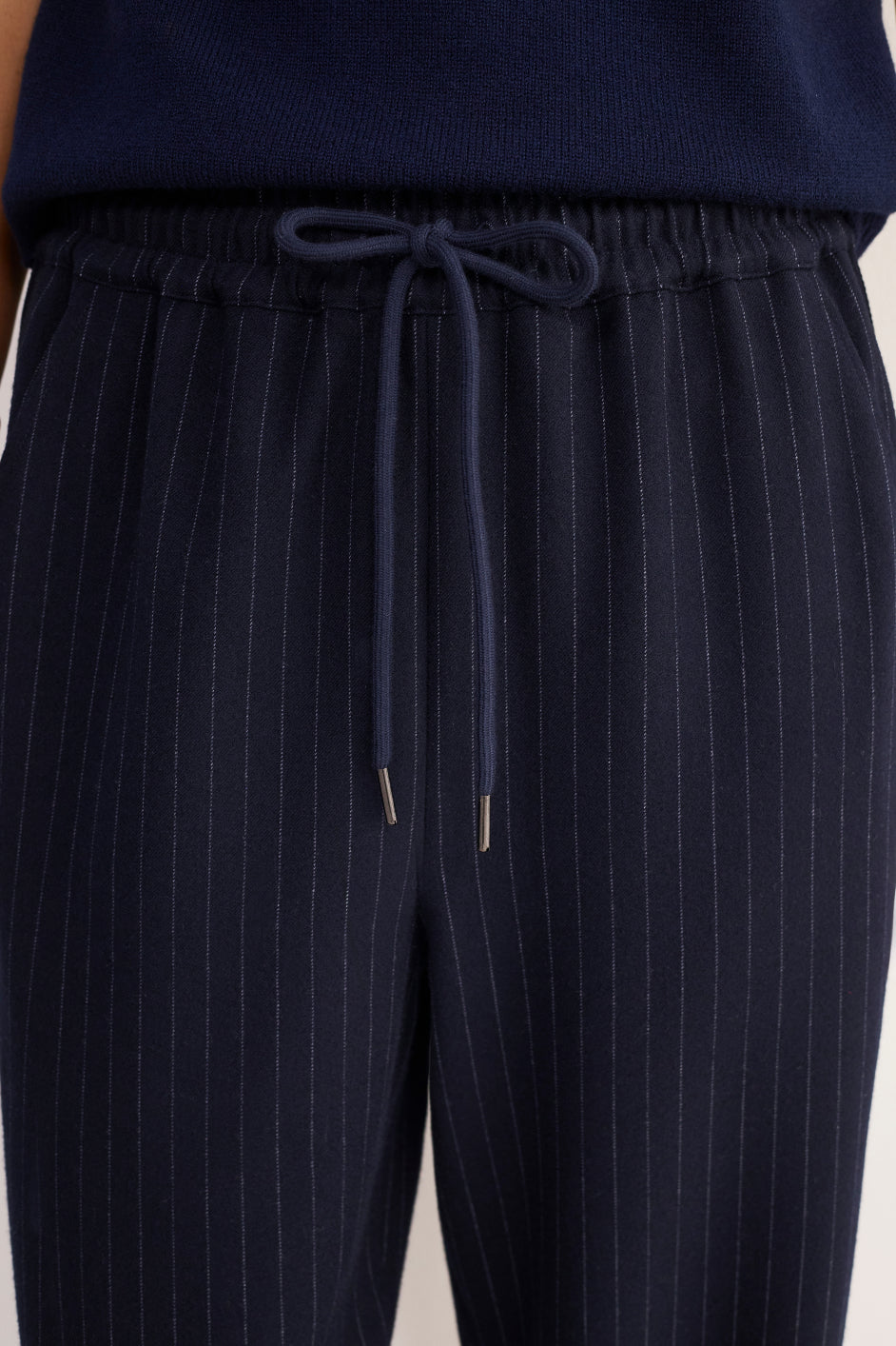 Suzy Side Stripe Trouser - Midnight Pinstripe