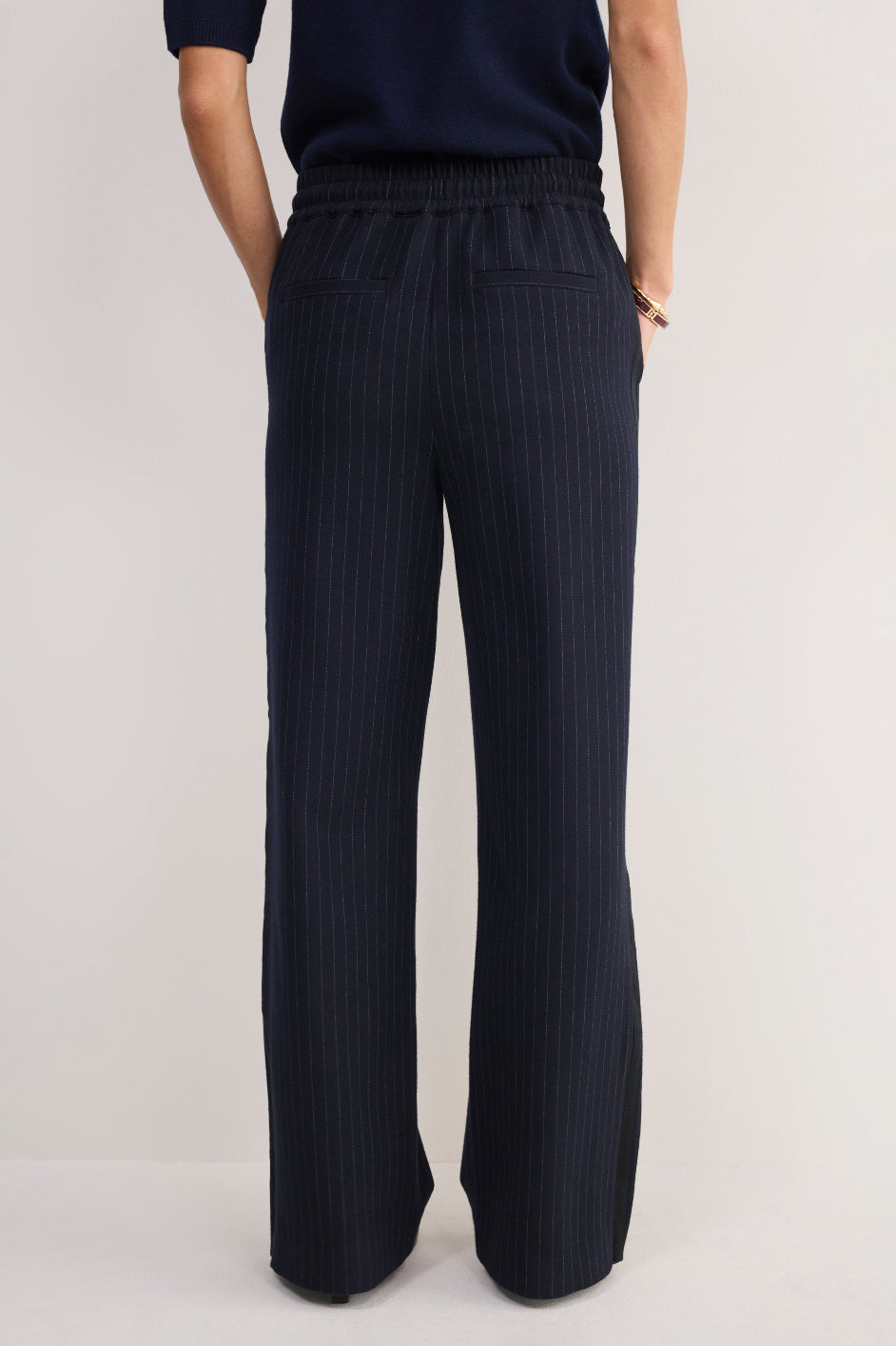 Suzy Side Stripe Trouser - Midnight Pinstripe