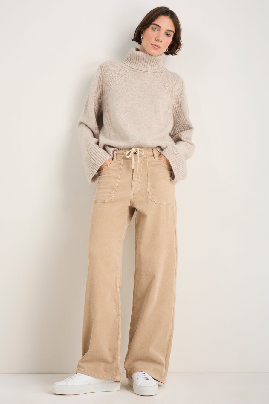 Tallulah Carpenter Tie Cord Trouser - Taupe