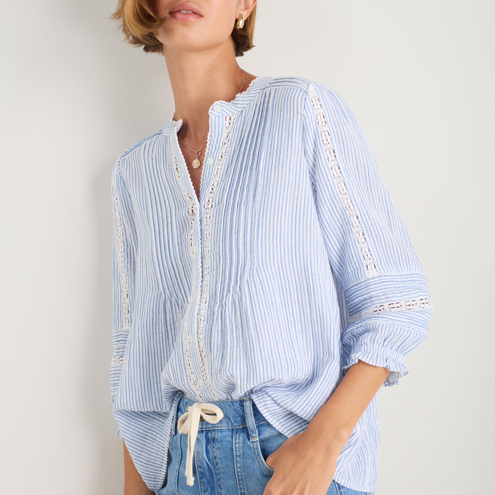 Kiki Blouse - Sky Blue/White Stripe