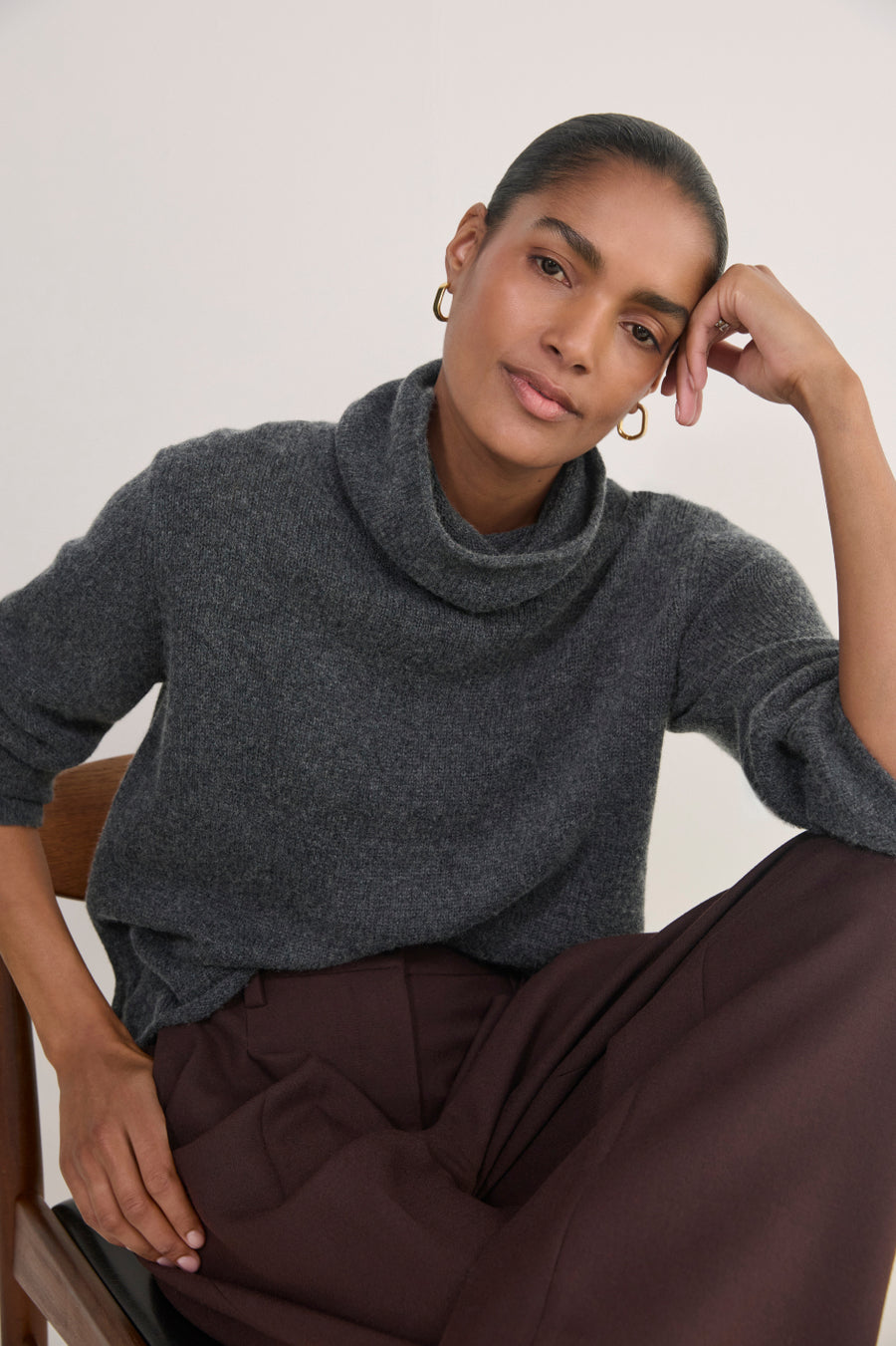 Thea Roll Neck Jumper - Charcoal Grey