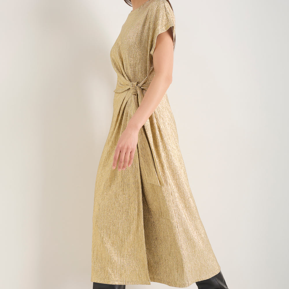 Tia Jersey Dress - Gold Metallic