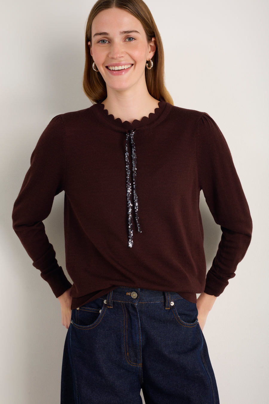 Tilda Fleurine Tie Jumper - Cocoa