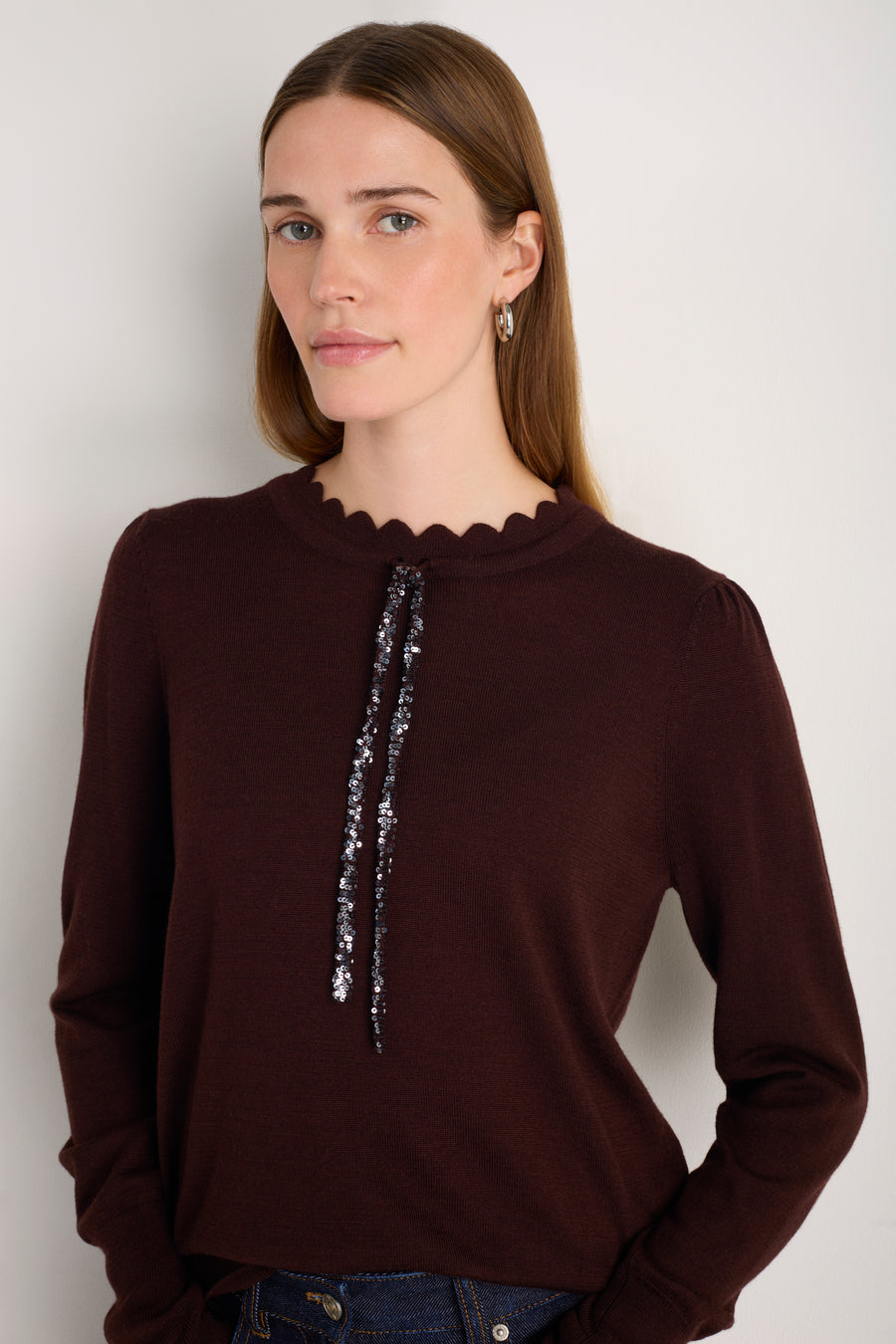 Tilda Fleurine Tie Jumper - Cocoa