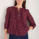 Veda 3/4 Sleeve Top - Deep Fig Sprig Floral