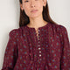 Veda 3/4 Sleeve Top - Deep Fig Sprig Floral