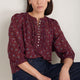 Veda 3/4 Sleeve Top - Deep Fig Sprig Floral