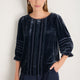 Violet Silk Velvet Blouse - French Blue