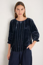 Violet Silk Velvet Blouse - French Blue