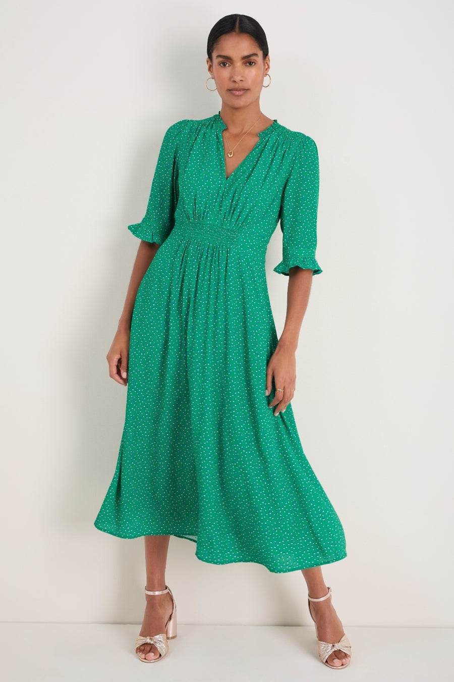 Vivien Dress - Jade Green Seed Print – WYSE London