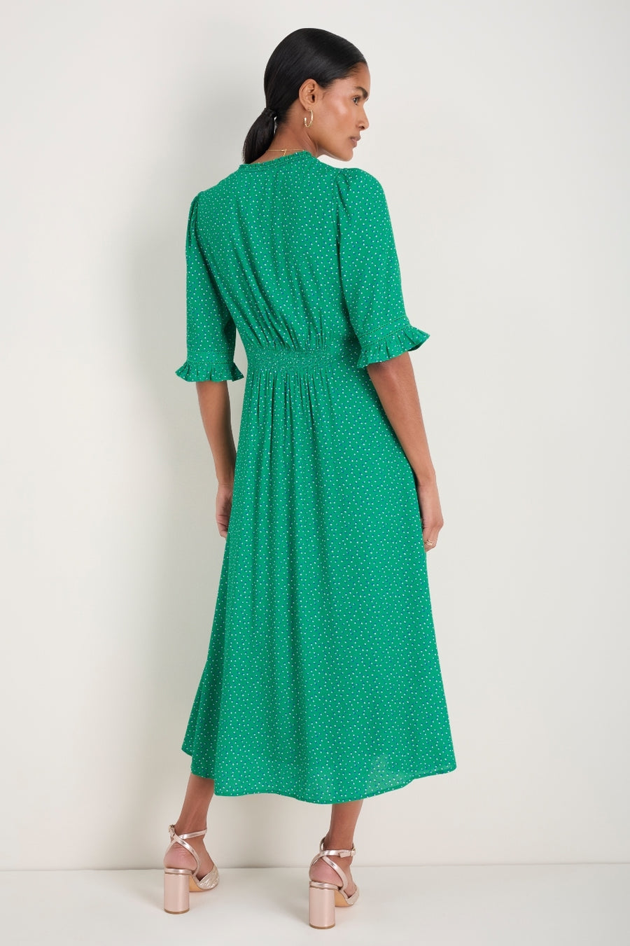 Vivien Dress - Jade Green Seed Print