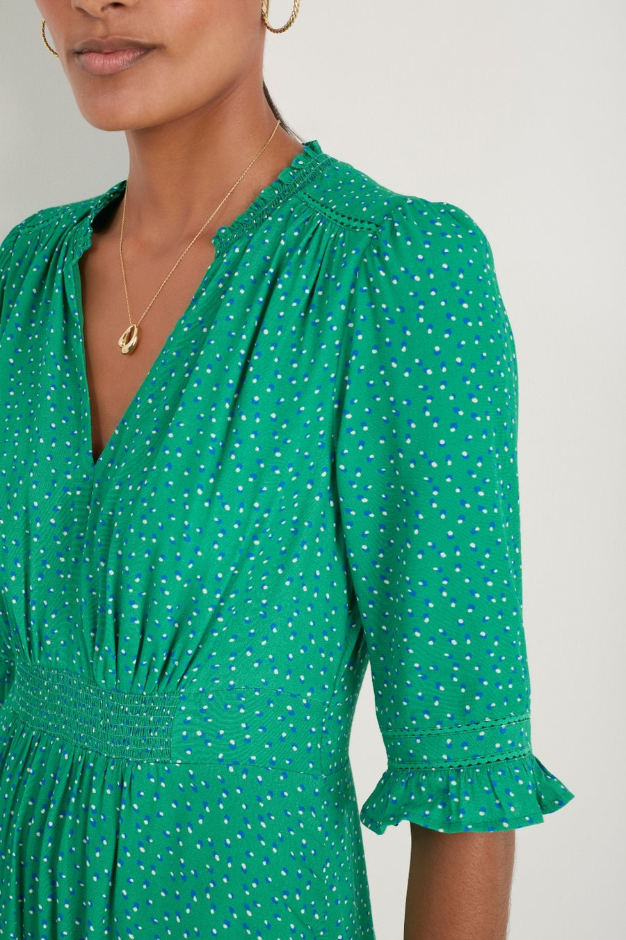 Vivien Dress - Jade Green Seed Print
