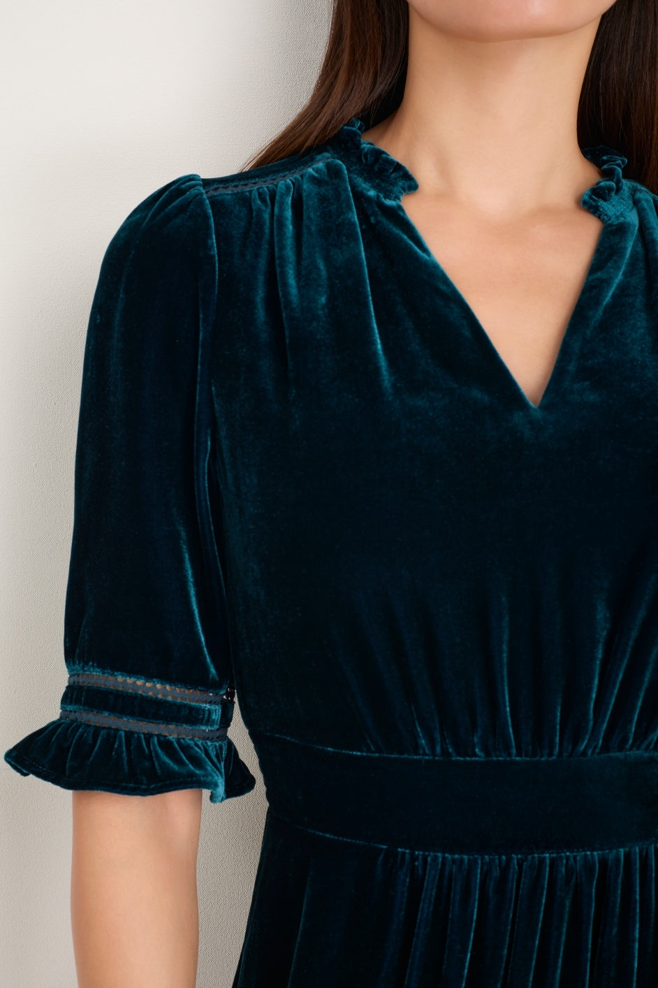 Vivien Silk Velvet Dress - Teal