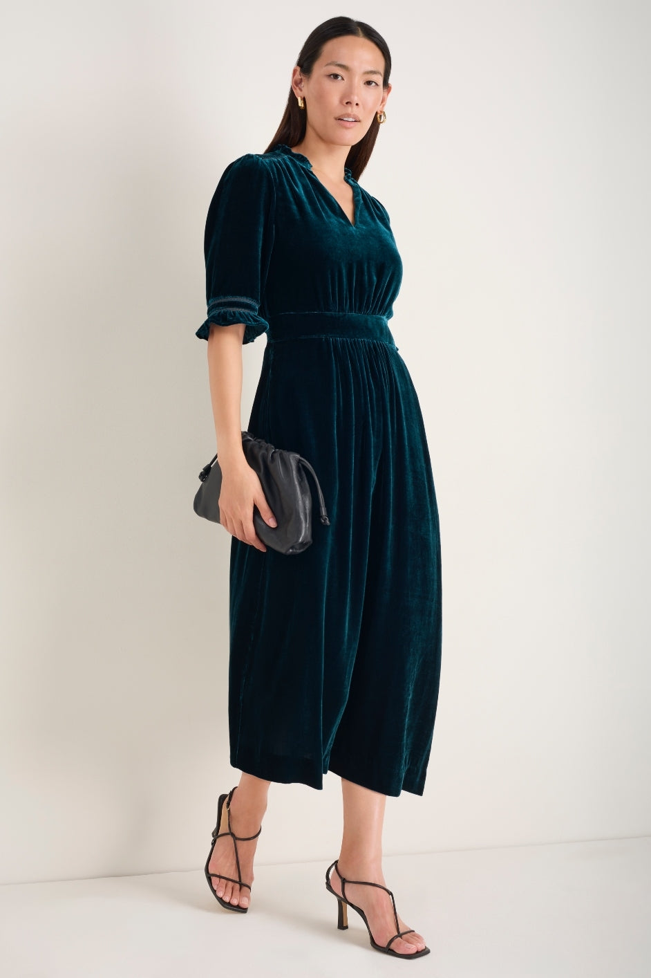 Vivien Silk Velvet Dress - Teal – WYSE London