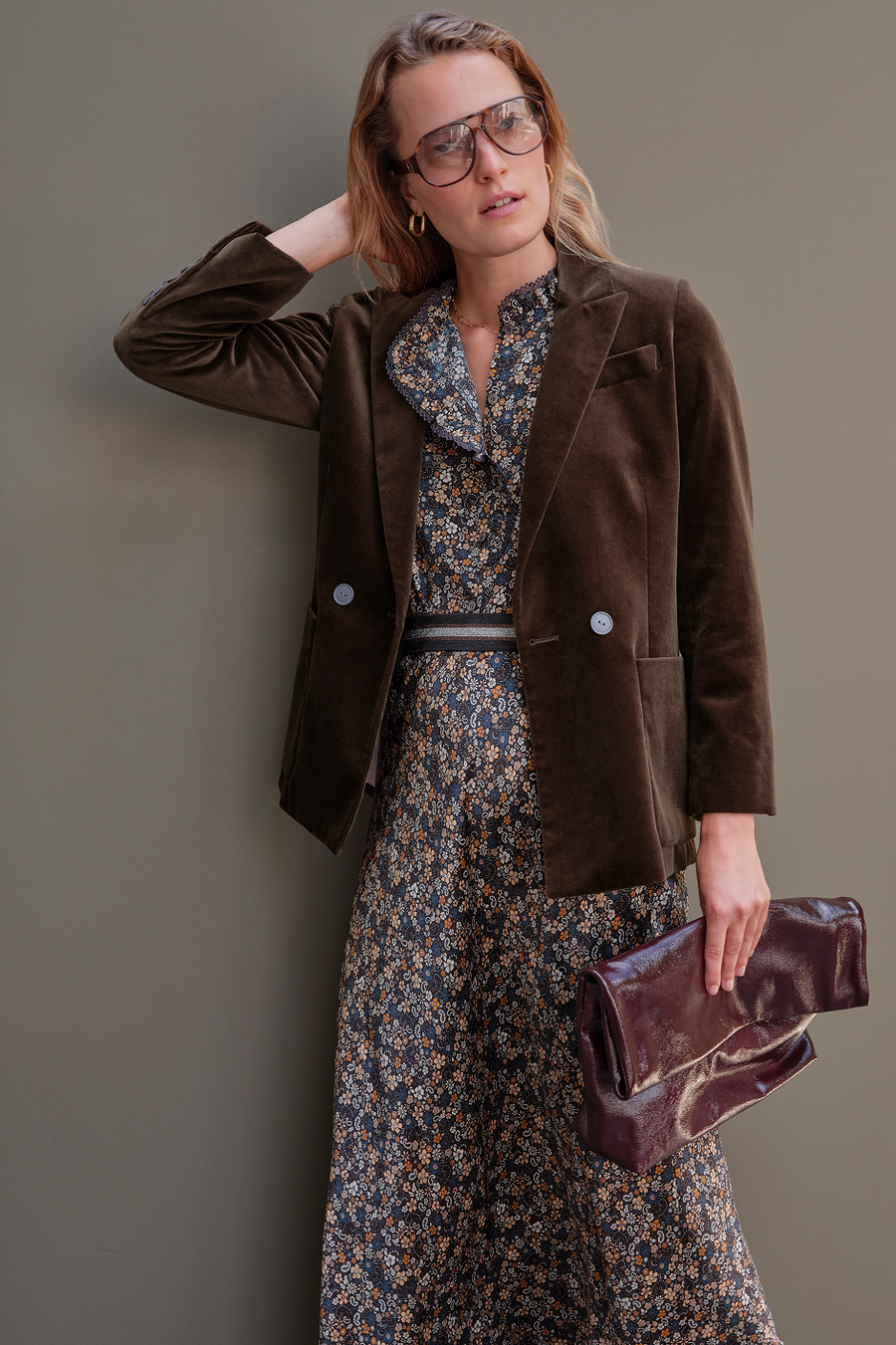 Iris Cotton Velvet Blazer - Cocoa