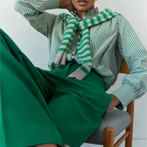 Clemmy Shirt - Green/Tan Stripe