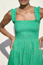 Bliss Dress - Jade Green Embroidered