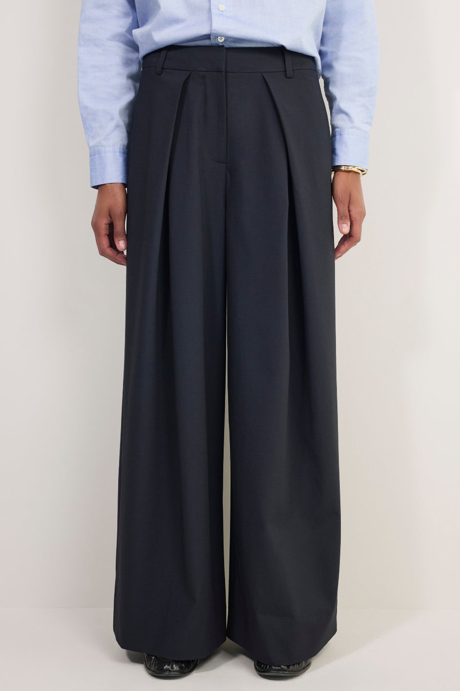 Willa Crossover Wide Leg Trouser - Midnight