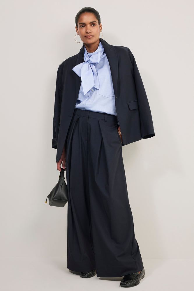 Willa Crossover Wide Leg Trouser - Midnight