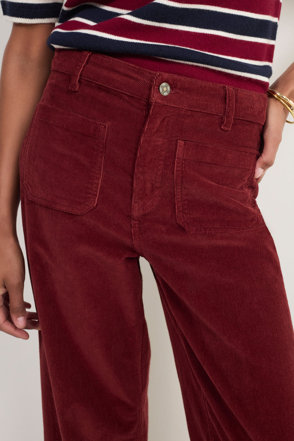 Willow Wide Flare Cord Trouser - Berry