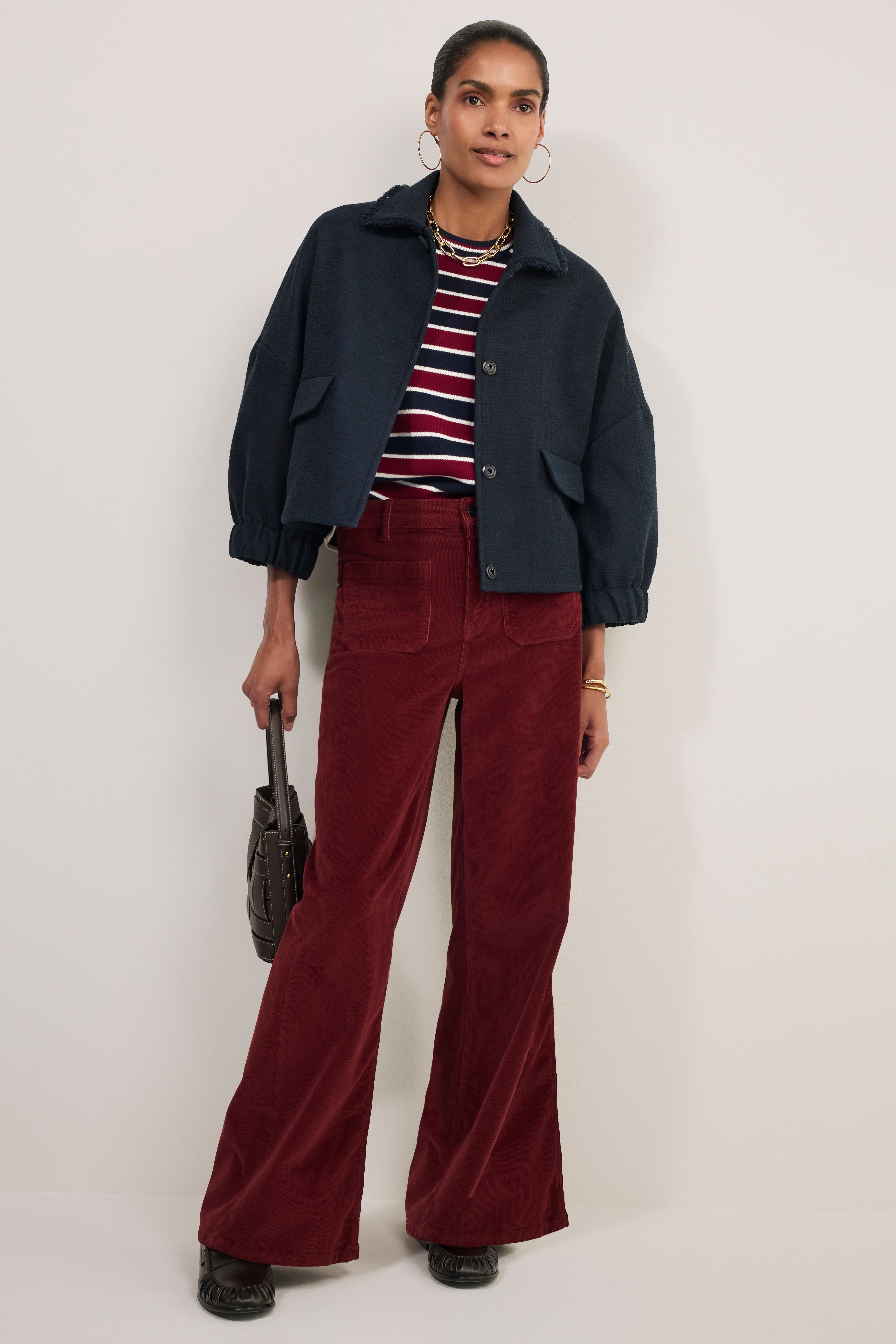Willow Wide Flare Cord Trouser - Berry