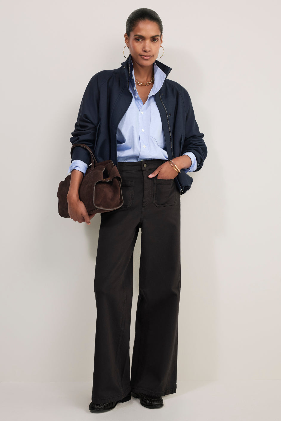 Willow Wide Flare Jean - Chocolate