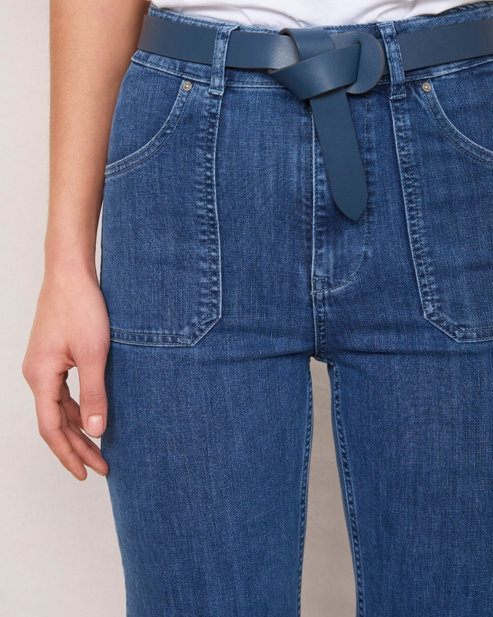 Wrap Leather Belt - Navy
