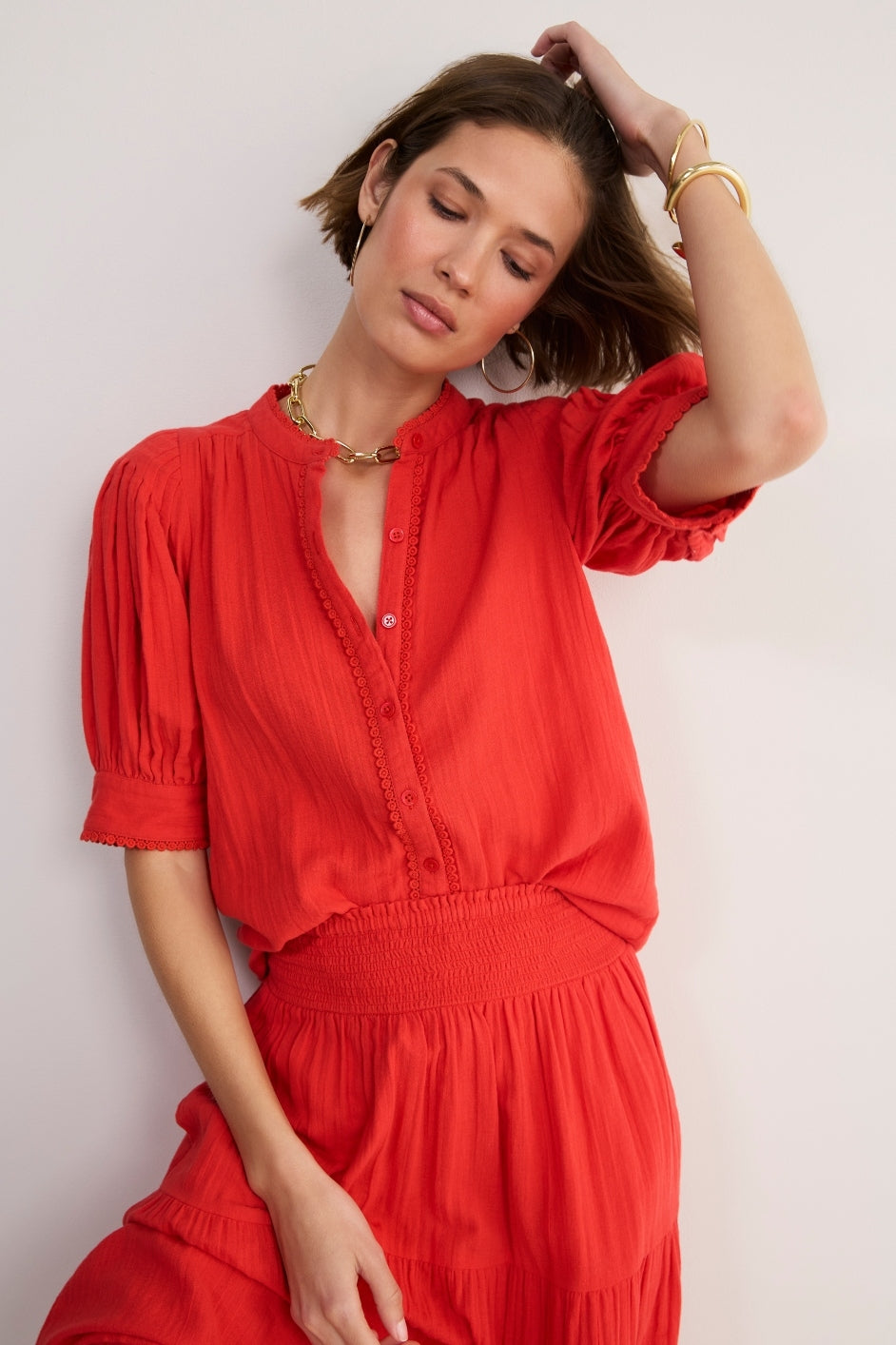 Fiona Blouse - Coral