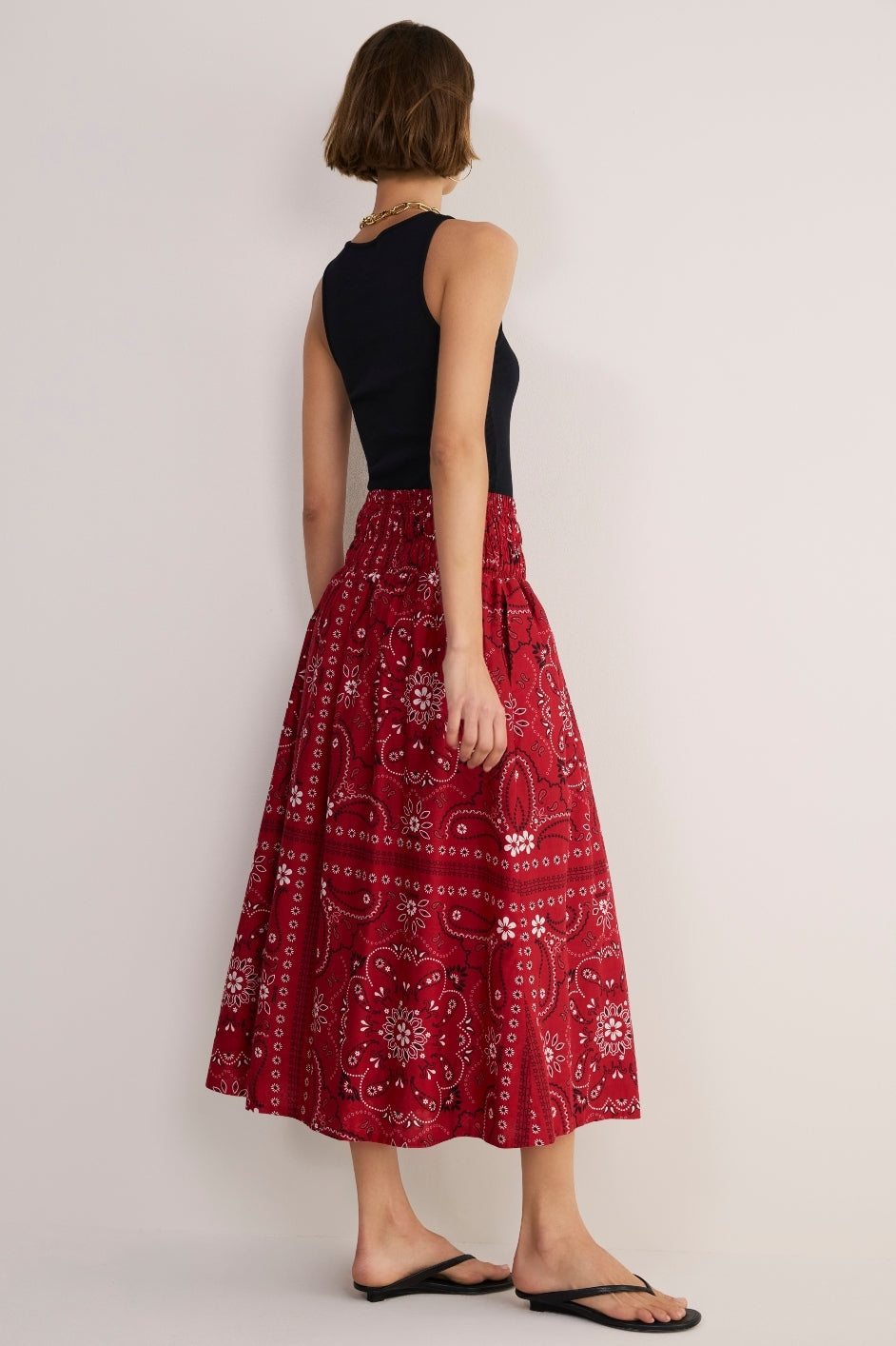 DB x WYSE Skirt - Red Bandana Print
