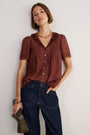Edith Silk Blend Blouse - Rust
