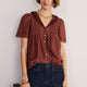 Edith Silk Blend Blouse - Rust
