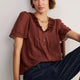 Edith Silk Blend Blouse - Rust