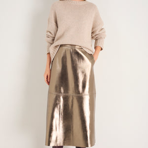 Yasmin Faux Leather Skirt - Pewter