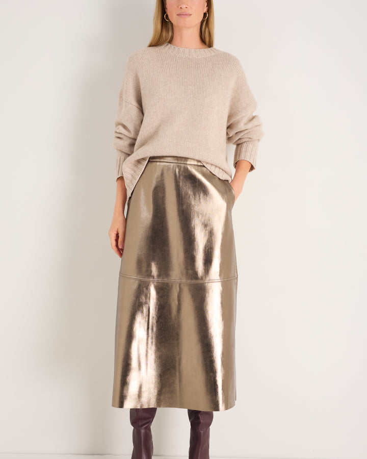 Yasmin Faux Leather Skirt - Pewter