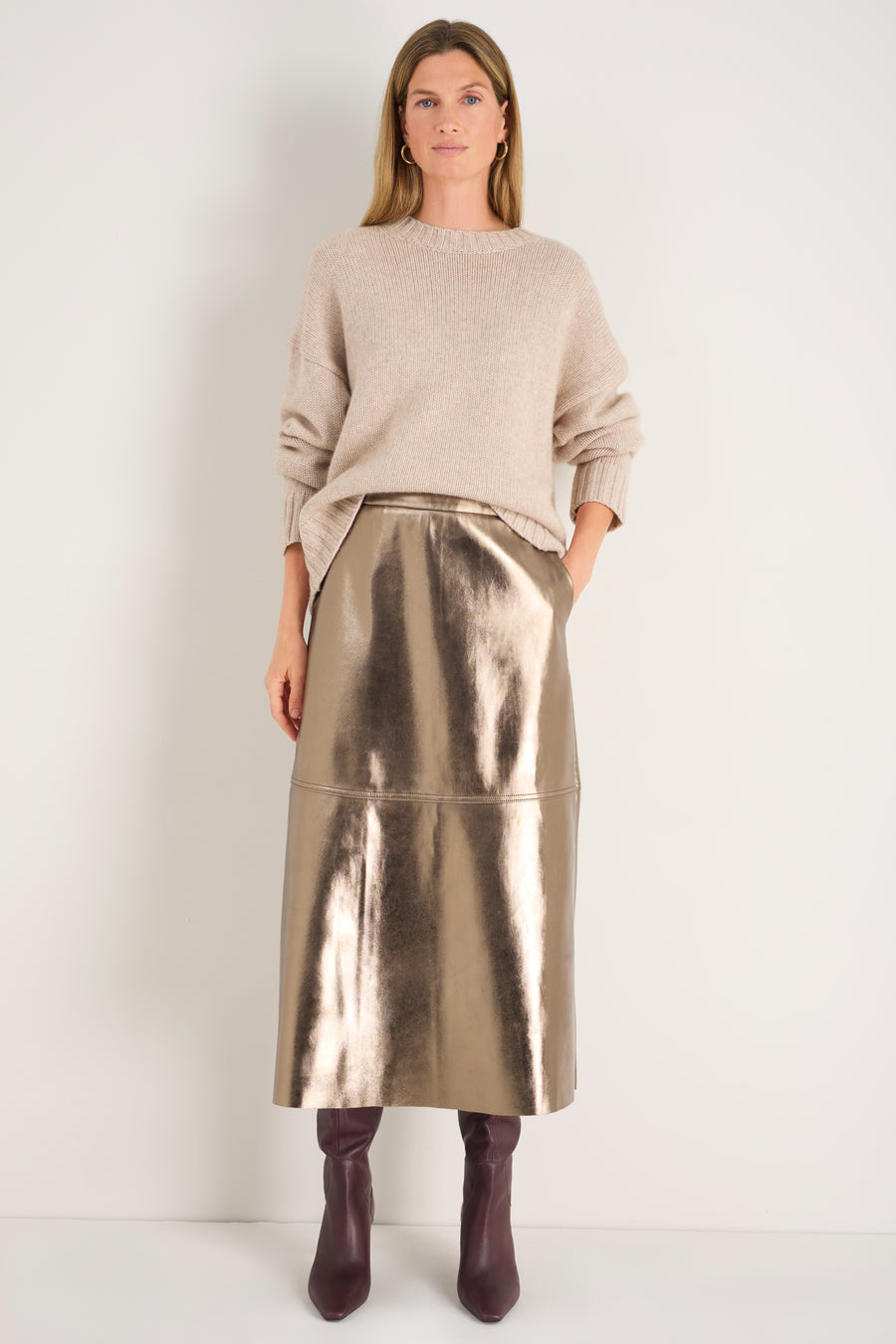 Yasmin Faux Leather Skirt - Pewter