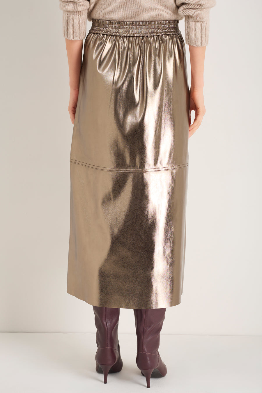 Yasmin Faux Leather Skirt - Pewter