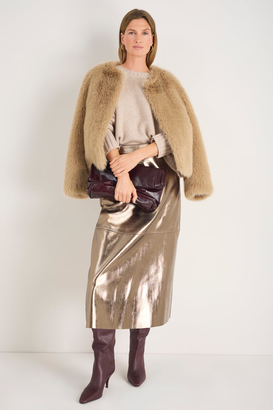 Yasmin Faux Leather Skirt - Pewter