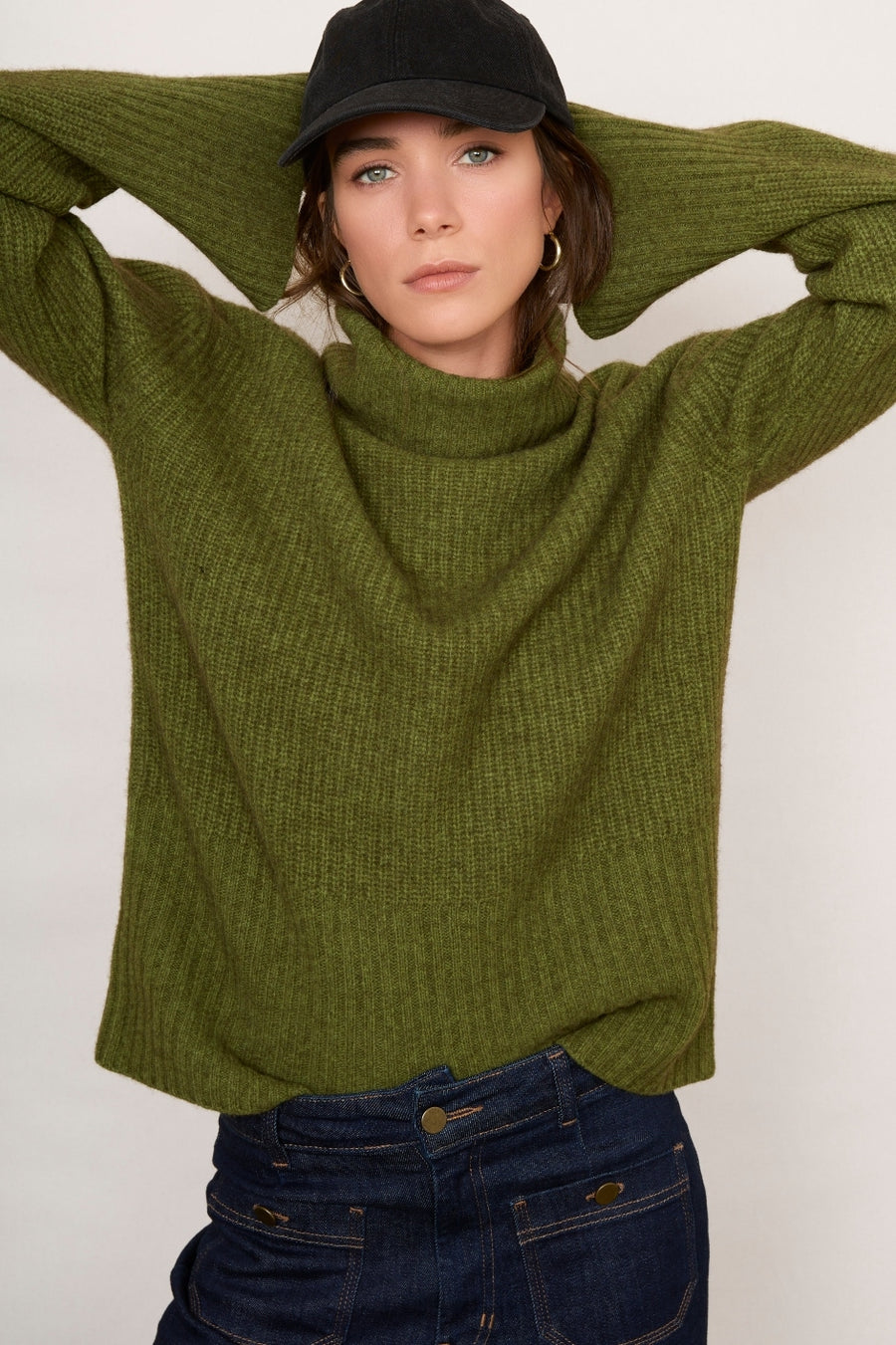 Yasmine Yak Wool Roll Neck Jumper Khaki – WYSE London