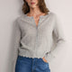 Zoe Pointelle Cardigan - Grey Marl