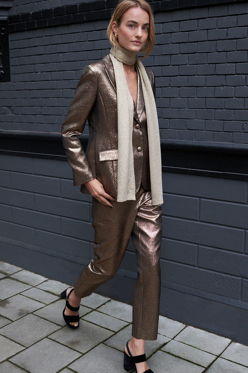 Anande Metallic Suit Trousers - Gold