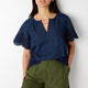 Brandy Embroidered Hem Chambray Top - Rinse