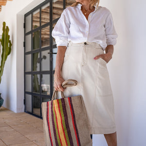 Cara Denim Skirt - Ecru