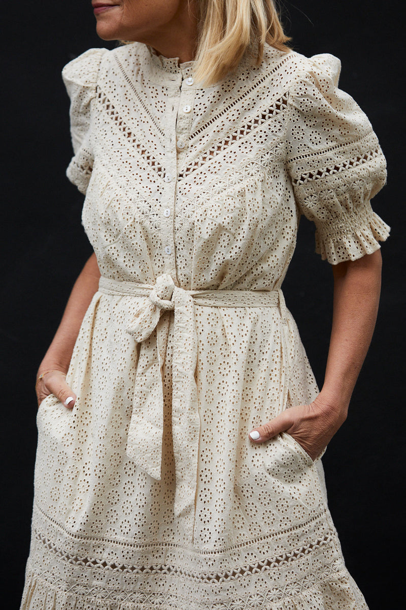 AHSEN ELEGANT BRODERIE DRESS - SALMON main image 1