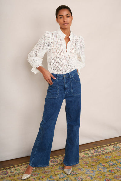 新品 YILON Semi flare denim S wash blue 新品 YILON Semi flare denim S wash blue パンツ YILON Semi flare