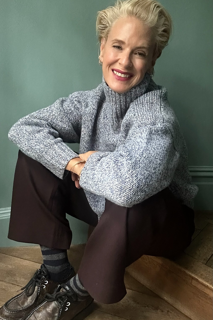 DB x WYSE Chunky Funnel Neck Jumper - Blue Mouline