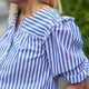 Leila Frill Shoulder Shirt - Blue/White